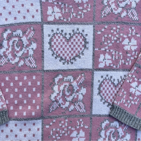 Women’s Pink White and Grey Patchwork Sweater Size Small Vintage Good Condition - Picture 5 of 5